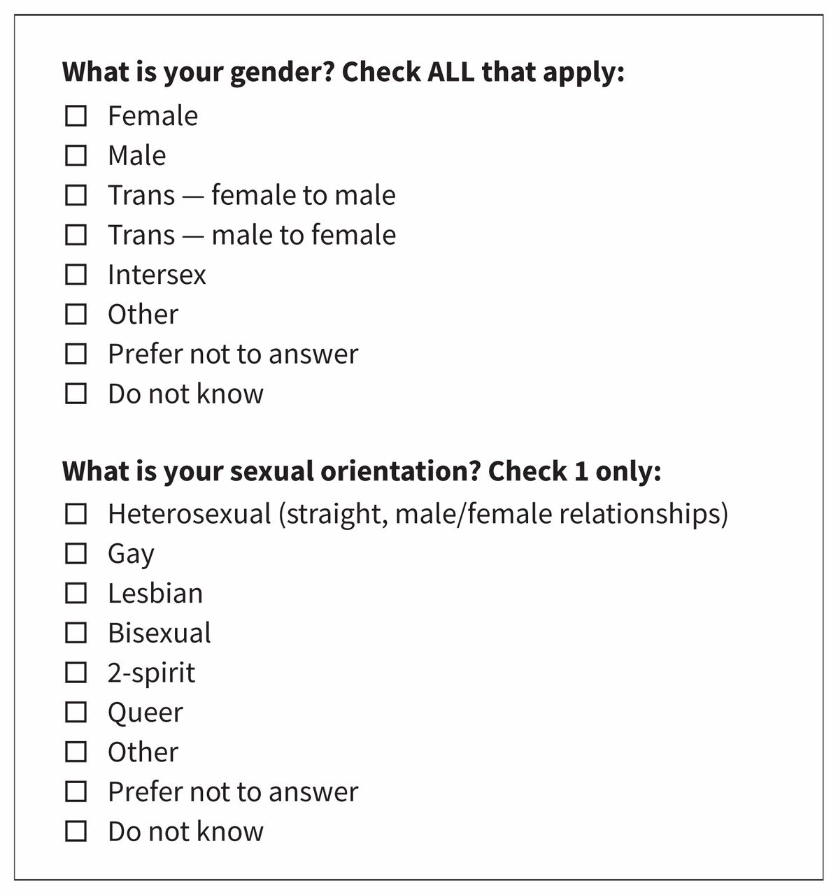 Routine Collection Of Sexual Orientation And Gender Identity Data A